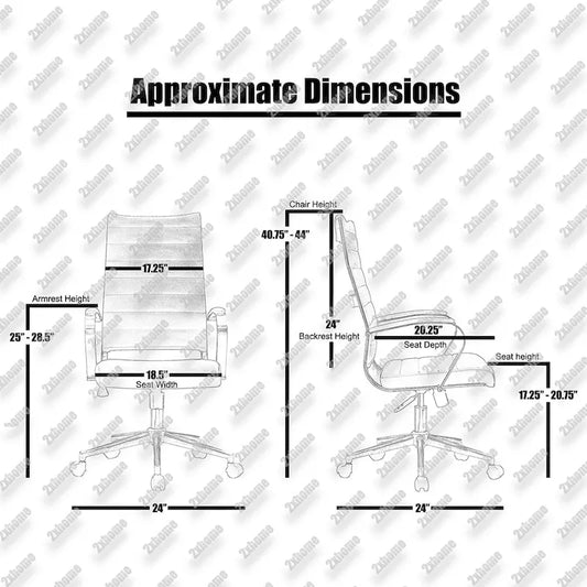 Modern Ergonomic Office Chair: Mid Back, PU Leather, Arms, Tilt, Adjustable Height, Wheels, Swivel