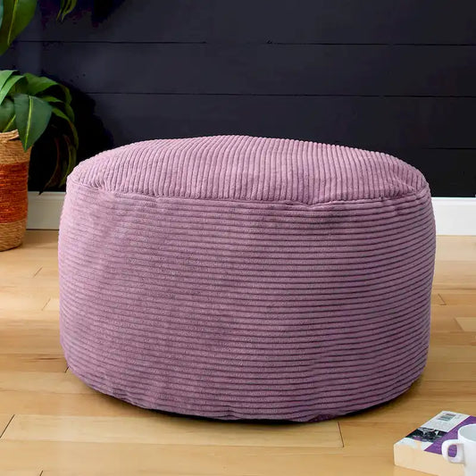 Sorra Home Indoor Corduroy Large Round Pouf/Ottoman