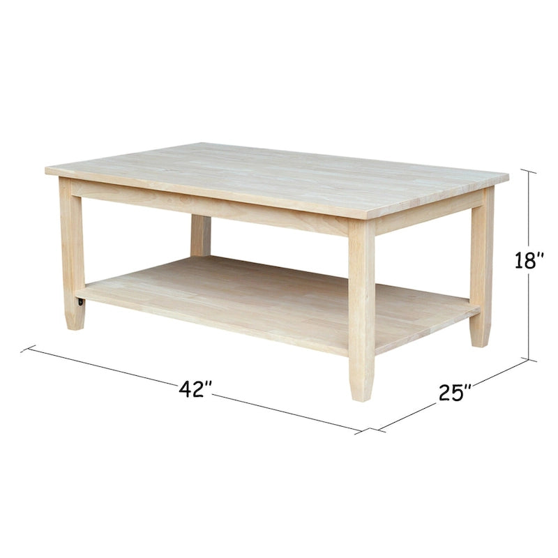 Solano Unfinished Solid Parawood Coffee Table