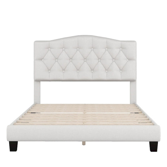 Upholstered Platform Bed with Curved Headboard by Harper&Bright Designs