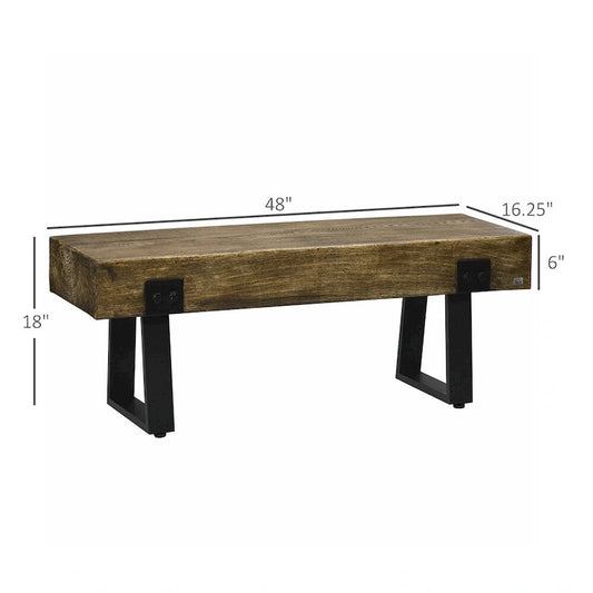 Garden Bench w/Metal Legs,Rustic Wood Effect Concrete Entryway Bench
