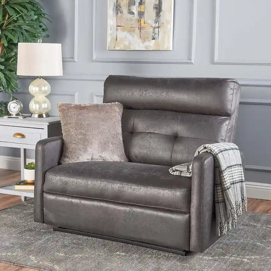 Modern Fabric Double Seat Recliner Chair with Plush Cushions by Christopher Knight Home