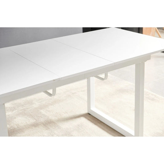 Square Extendable Dining Table with metal leg,Modern Space Saving Kitchen Table( 70.86 W x 31.5 D x 29.5 H)