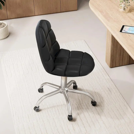 Javlergo Armless Home Office Chair, Height Adjustable Computer Desk Chair with Wheels
