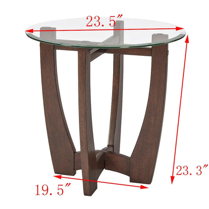 23.5 inch round glass coffee table