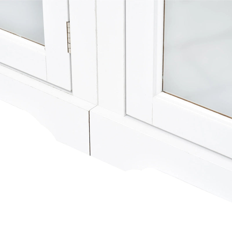 White Entertainment Wall Unit with Bridge & Tempered Glass Door for 70 TVs