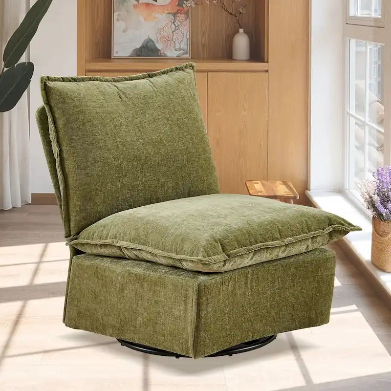 Green 28.74 Chenille Upholstered Swivel Rocking Chair