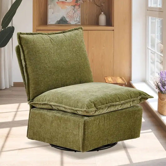 Green 28.74 Chenille Upholstered Swivel Rocking Chair