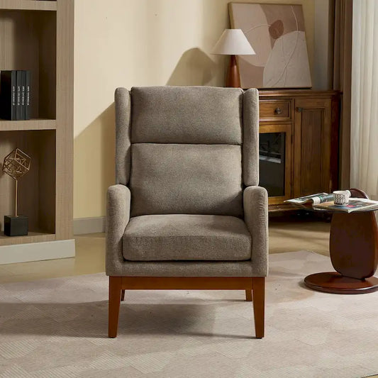 Modern Accent Wingback Chair,Polyester Blend High Back Reading Chair ,Upholstered Armchair Club Chair
