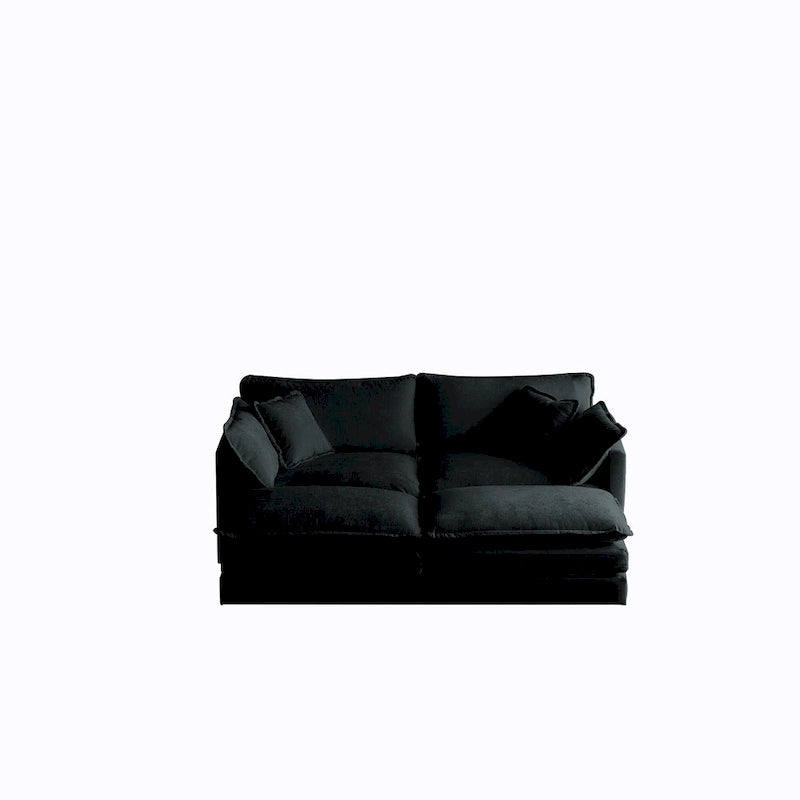 Black 4-Piece Chenille Modular Sectional Sofa with Loveseat & Ottomans
