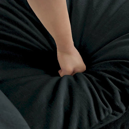 Black 4-Piece Chenille Modular Sectional Sofa with Loveseat & Ottomans