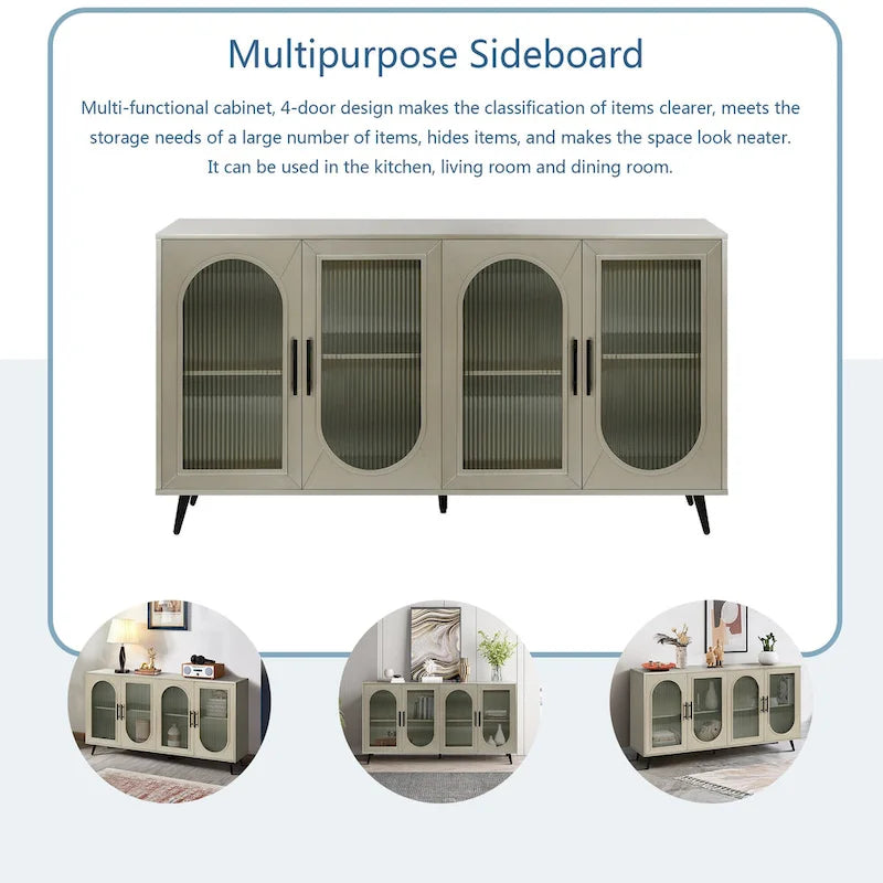 60 TV Stand with Storage Cabinet & Adjustable Shelves for 65 TVs