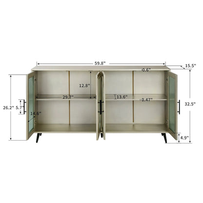 60 TV Stand with Storage Cabinet & Adjustable Shelves for 65 TVs