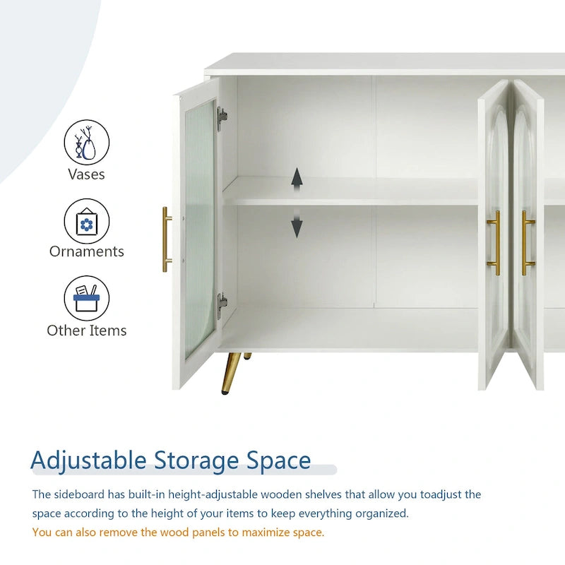 60 TV Stand with Storage Cabinet & Adjustable Shelves for 65 TVs