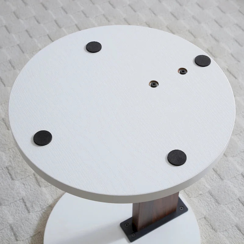 2 Set Coffee table,Rotating Table with 2 Drawers,High wood 2-Tier Center Table with Storage,Square Table with Swivel Tabletop