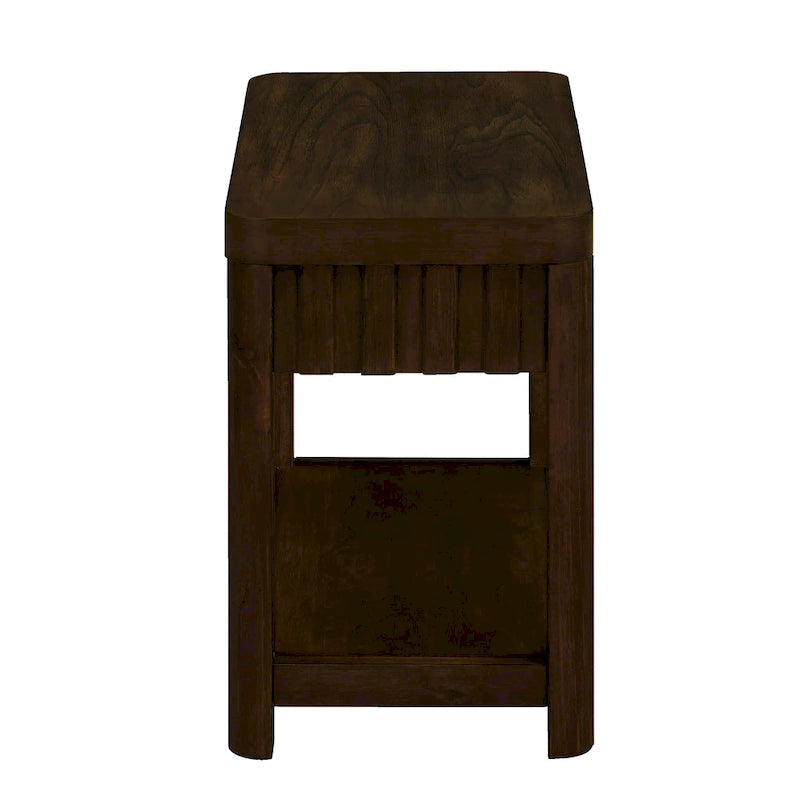 25 Rectangular Farmhouse End Table with Storage Shelf, Sofa Side Table with Solid Wood Legs for Living Room, Bedroom, Office