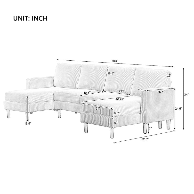 U-shaped Sponge-filled Cushion Combination Sofa