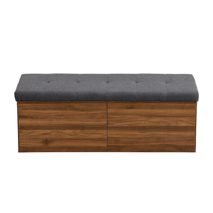 49 Entryway Shoe Storage Bench with Double Doors & Padded Cushion,Space-Saving Ottoman