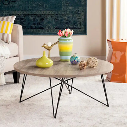 SAFAVIEH Mid-Century Modern Maris Light Grey/Black Coffee Table - 34W x 34D x 14H