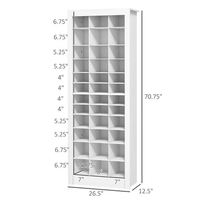 71 Tall Shoe Rack Storage Organizer, Narrow Shoe Cabinet for Entryway with Open Cubes for 36 Pairs, White