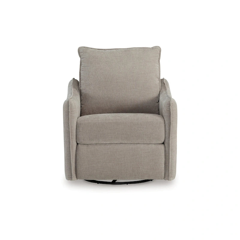 Bradley Swivel Power Recliner Chair, Gray Polyester, Pillow Back