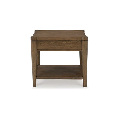 Howie Side End Table, Drawer and Shelf, Rectangular 26 Inch Brown Wood