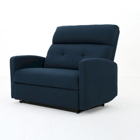 Power Recliner Chair, Oversize Wide Seat, Tufted Navy Blue Fabric