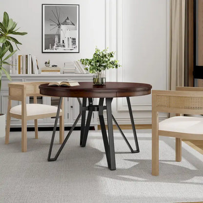 Christopher Knight Home Round Dining Table with Metal Base - 46.85 W x 46.85 D x 30 H