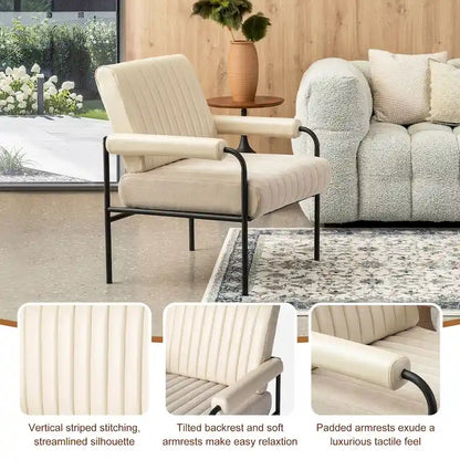 Glitzhome Set of 2 29.5W Leatherette and Fabric Combination Armchairs With Padded Arms - 29.5 W x 34 H x 30 D