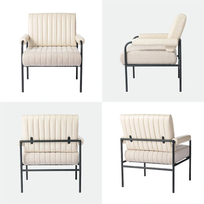 Glitzhome Set of 2 29.5W Leatherette and Fabric Combination Armchairs With Padded Arms - 29.5 W x 34 H x 30 D