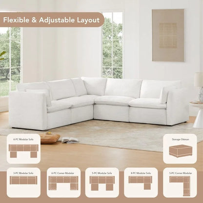 Cypress L-shape Sectional Couches Modular Sofa with Ottoman