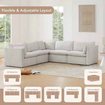 Cypress L-shape Sectional Couches Modular Sofa with Ottoman
