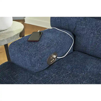 Signature Design by Ashley Acklen Place Blue 3-Piece Power Reclining Sectional with Chaise - 94W x 70D x 40H