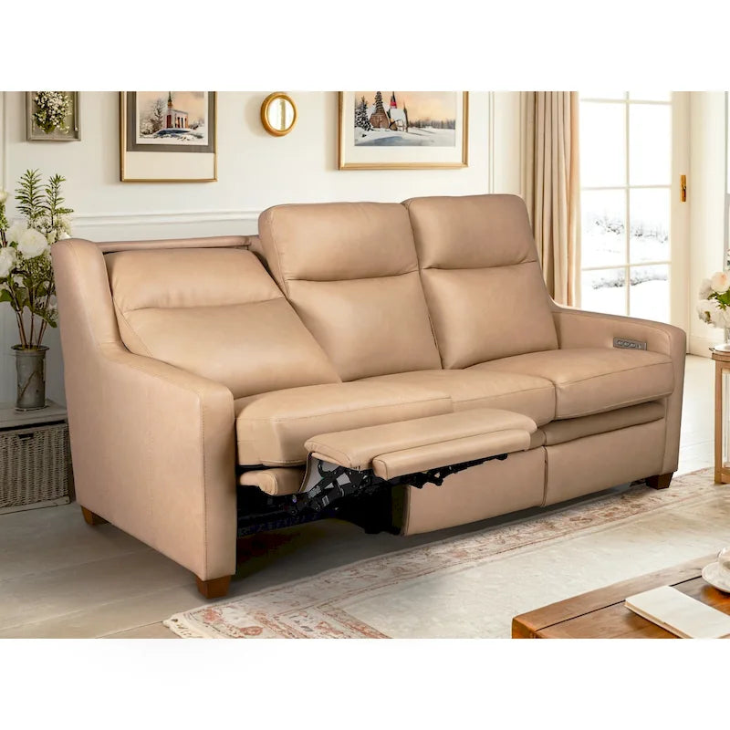 Genuine Leather Recliner Sofa 78 Triple-Motor Power Zero-Wall Reclining 3-Seat Sofa with USB&USB-C Port