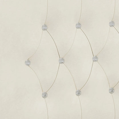 Queen Size Tufted Bed Frame with Crystal Button Accents, Wingback Headboard & Under-Bed Storage,Beige