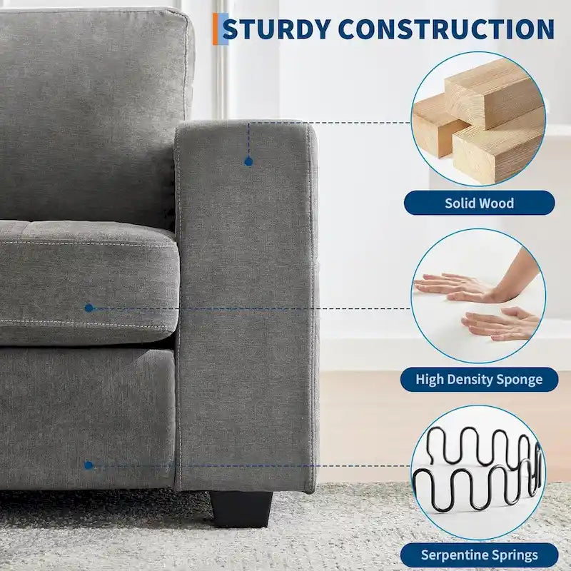 70 Chenille Loveseat Sofa with USB Charging  Modern Sectional w/Storage Pockets & Removable Cover for Living Room,