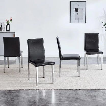 Dining Chairs Set of 4,Modern Kitchen & Dining Room Chairs,Faux Leather Cushion Seat Metal Legs