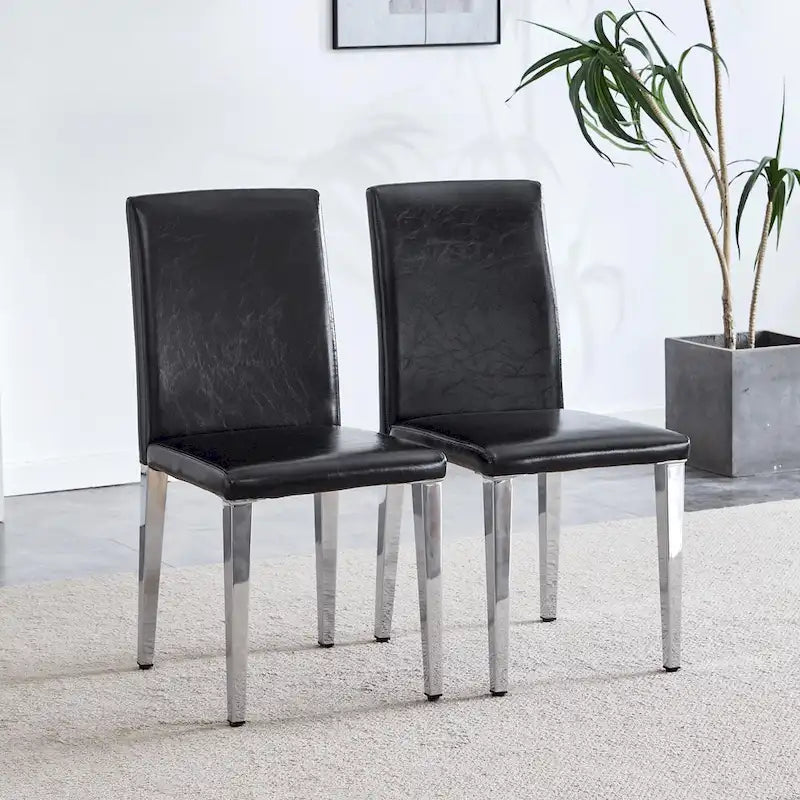 Dining Chairs Set of 4,Modern Kitchen & Dining Room Chairs,Faux Leather Cushion Seat Metal Legs