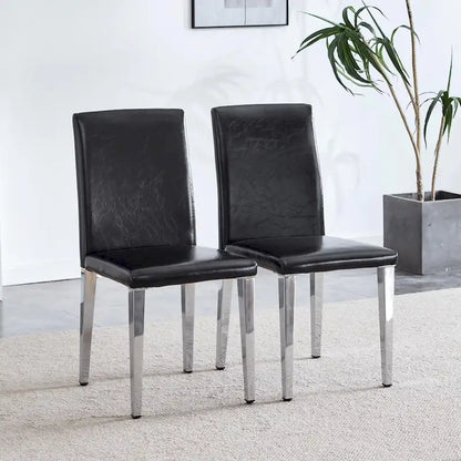 Dining Chairs Set of 4,Modern Kitchen & Dining Room Chairs,Faux Leather Cushion Seat Metal Legs