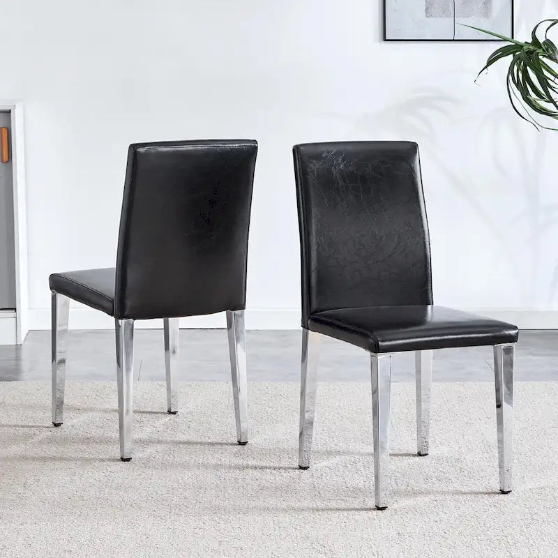 Dining Chairs Set of 4,Modern Kitchen & Dining Room Chairs,Faux Leather Cushion Seat Metal Legs