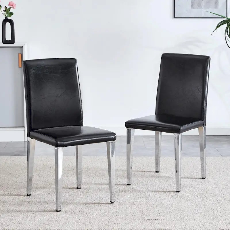 Dining Chairs Set of 4,Modern Kitchen & Dining Room Chairs,Faux Leather Cushion Seat Metal Legs