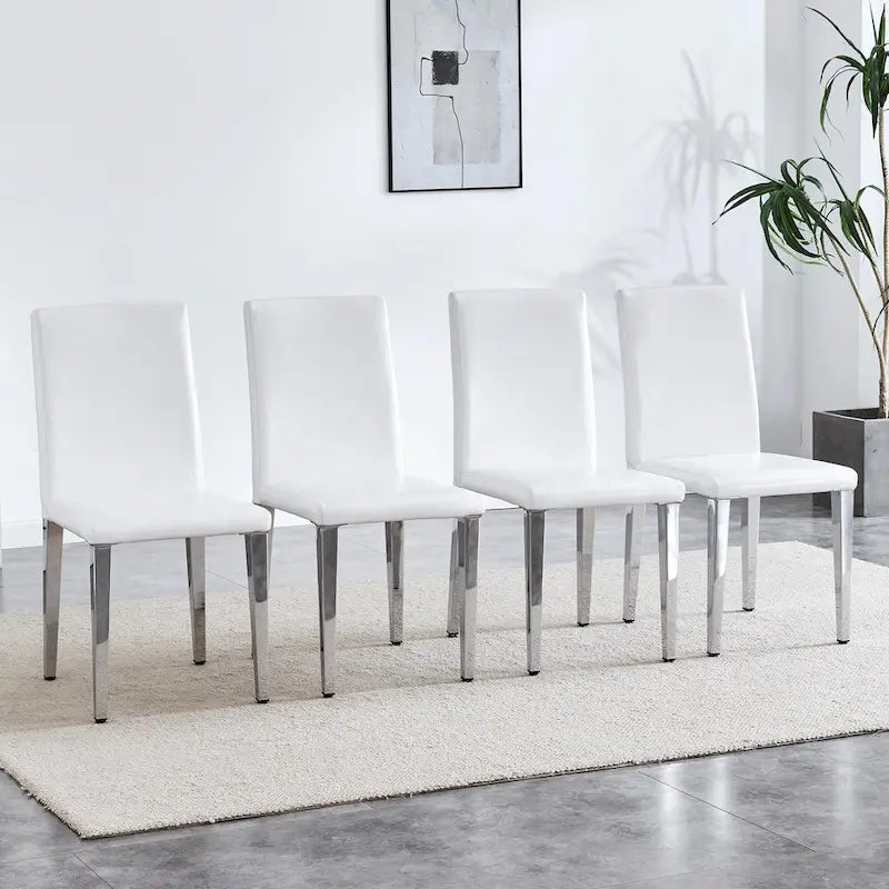 Dining Chairs Set of 4,Modern Kitchen & Dining Room Chairs,Faux Leather Cushion Seat Metal Legs