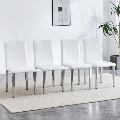 Dining Chairs Set of 4,Modern Kitchen & Dining Room Chairs,Faux Leather Cushion Seat Metal Legs