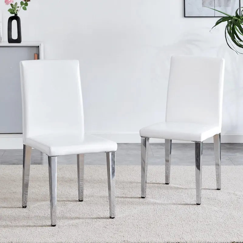 Dining Chairs Set of 4,Modern Kitchen & Dining Room Chairs,Faux Leather Cushion Seat Metal Legs