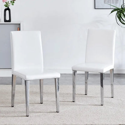 Dining Chairs Set of 4,Modern Kitchen & Dining Room Chairs,Faux Leather Cushion Seat Metal Legs