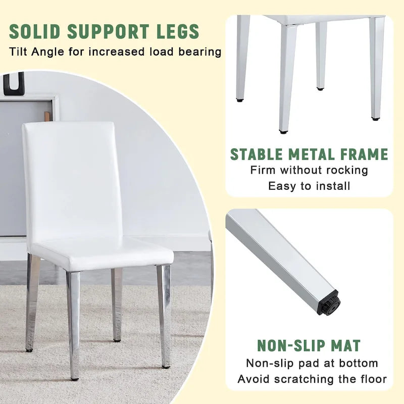 Dining Chairs Set of 4,Modern Kitchen & Dining Room Chairs,Faux Leather Cushion Seat Metal Legs