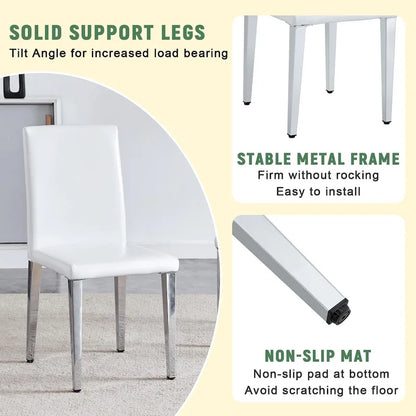 Dining Chairs Set of 4,Modern Kitchen & Dining Room Chairs,Faux Leather Cushion Seat Metal Legs