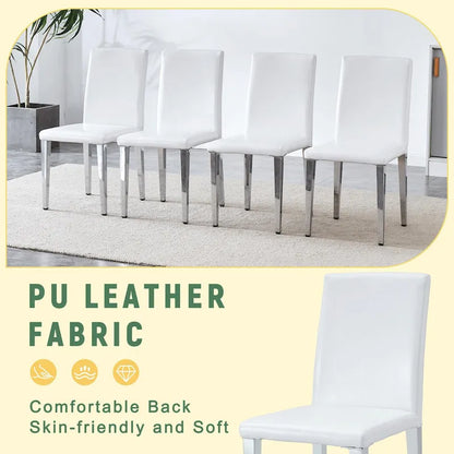 Dining Chairs Set of 4,Modern Kitchen & Dining Room Chairs,Faux Leather Cushion Seat Metal Legs