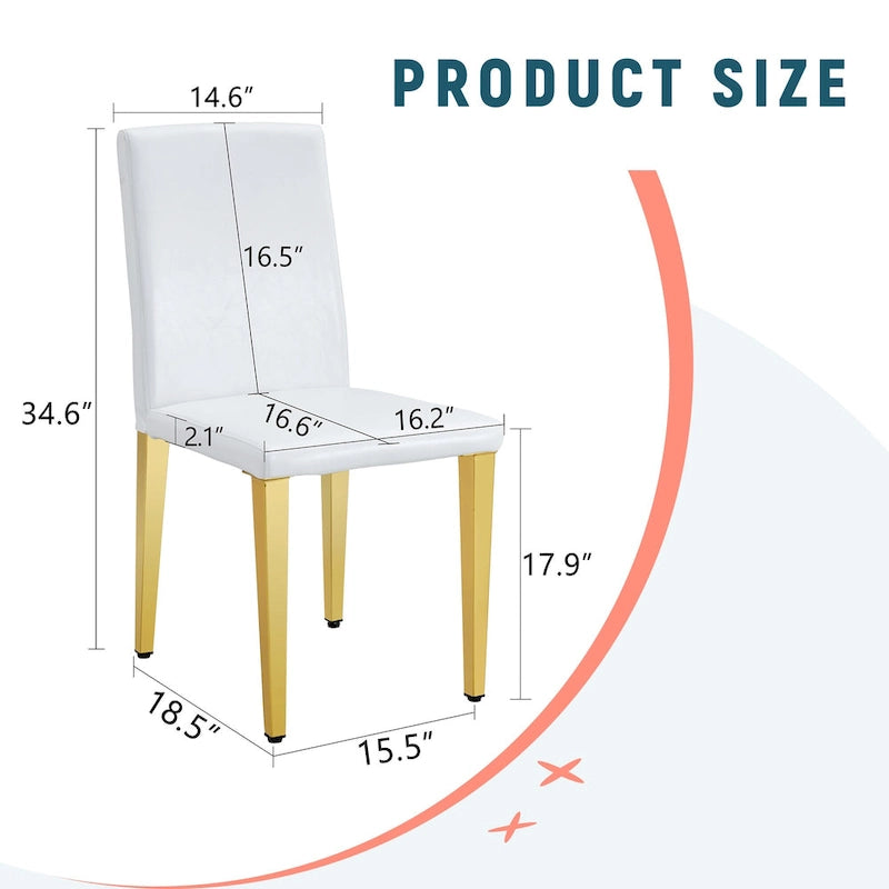 Dining Chairs Set of 4,Modern Kitchen & Dining Room Chairs,Faux Leather Cushion Seat Metal Legs