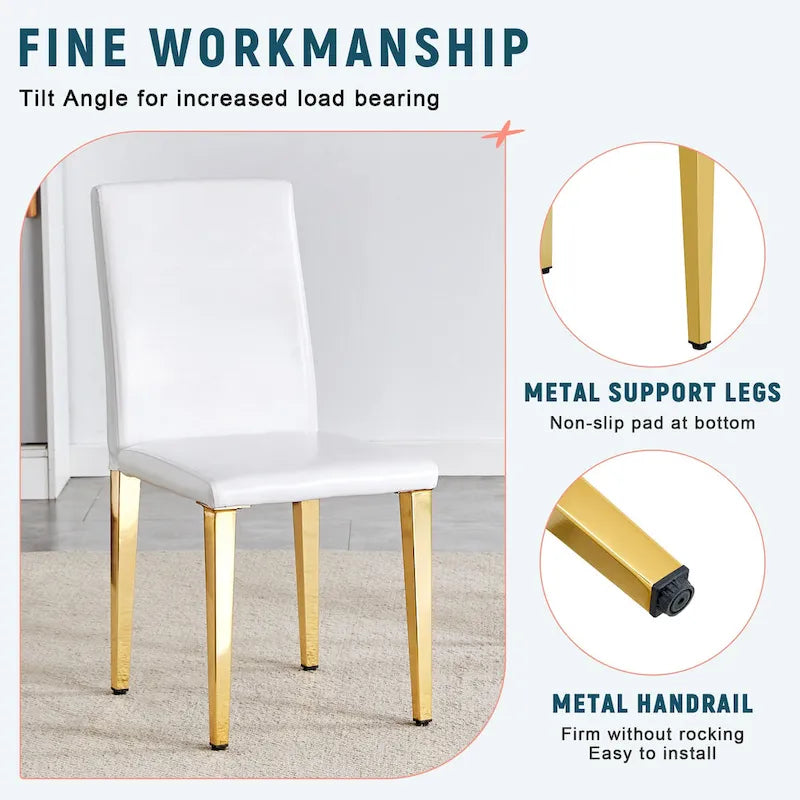 Dining Chairs Set of 4,Modern Kitchen & Dining Room Chairs,Faux Leather Cushion Seat Metal Legs